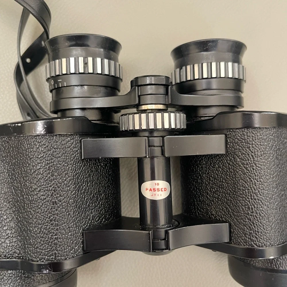 Vintage Selsi Black 7x35 Binoculars w/Brown Case, 525 ft at 1,000 yards